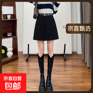 【毛呢裙】半身裙女秋冬2025新款復(fù)古棕色a字裙高腰顯瘦包臀短裙 黑色