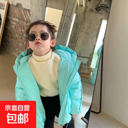 女童冬季連帽羽絨服童裝中小童糖果色可愛(ài)公主風(fēng)冬裝保暖上衣外套 湖藍(lán)色 110 尺碼標(biāo)準(zhǔn)正碼正拍 想大一點(diǎn)就拍大一碼