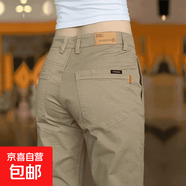 春秋季新款男士抗皺休閑褲潮流百搭彈力商務(wù)長(cháng)褲修身有型直筒褲 卡其色 31