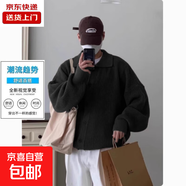秋冬加厚毛衣文藝風(fēng)外套男純色寬松帥氣慵懶風(fēng)針織開衫休閑中性風(fēng) 黑色 2XL