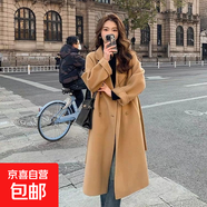 秋冬季新款潮流韓版毛呢大衣女寬松中長(zhǎng)款學(xué)生風(fēng)衣女小個(gè)子外套 駝色 3XL
