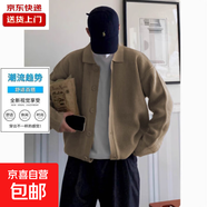 秋冬加厚毛衣文藝風(fēng)外套男純色寬松帥氣慵懶風(fēng)針織開衫休閑中性風(fēng) 卡其色 3XL