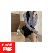 毛衣女式秋冬2024新款燈籠袖半高領(lǐng)針織衫修身內(nèi)搭長袖 灰色 均碼