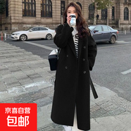 秋冬季新款潮流韓版毛呢大衣女寬松中長(zhǎng)款學(xué)生風(fēng)衣女小個(gè)子外套 黑色 3XL