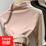 磨毛保暖半高領(lǐng)打底衫女秋冬內搭德絨加絨加厚長(cháng)袖t恤上衣女8003H 卡其色 德絨加厚 XL
