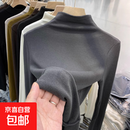 磨毛保暖半高領(lǐng)打底衫女秋冬內(nèi)搭德絨加絨加厚長袖t恤上衣女8003H 深灰色 德絨加厚 2XL