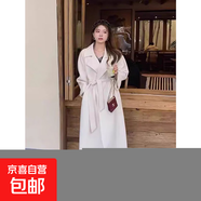 紅色呢子大衣女冬季2025年新款寬松高級(jí)感氣質(zhì)中長(zhǎng)款毛呢外套 杏色 XL