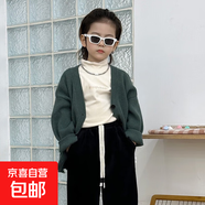 秋季新款兒童工裝褲韓版男女童褲子休閑長(zhǎng)褲百搭童裝AA37 加絨系帶褲-黑色p 90 cm