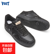 沃特（VOIT）牛仔板鞋男低幫休閑百搭潮流爆款厚底小白鞋女星星 絲綢之路-黑色 38