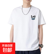 重磅短袖t恤男2025夏季寬松潮流圓領(lǐng)印花半袖打底衫男裝 Lee字母白色 XL