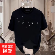 美式重磅短袖t恤男2025夏季寬松半袖潮流重磅學(xué)生打底衫上衣SJ 譽(yù)T563-黑色 L