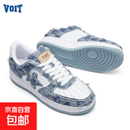 沃特（VOIT）牛仔板鞋男低幫休閑百搭潮流爆款厚底小白鞋女星星 美西牛仔-深藍白 42