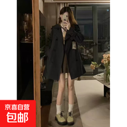 風(fēng)衣外套女2025春秋季流行中長款英倫赫本氣質(zhì)小個(gè)子學(xué)生短款大衣 黑色【氣質(zhì)少女風(fēng)格】 L 建議115-125斤