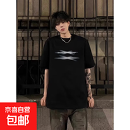 重磅短袖t恤男2025夏季寬松潮牌美式復(fù)古重磅重磅半袖打底衫SJ 博W420-黑色 XL