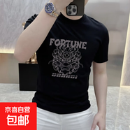 精梳棉潮牌短袖t恤男2025夏季新款潮流百搭圓領(lǐng)印花半袖打底衫SJ 精梳棉短袖 T3357黑色 4XL