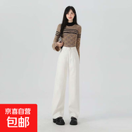 延芮白色直筒牛仔褲女秋冬2025新款小個(gè)子寬松顯瘦拖地窄版高腰闊 TQ/Y131--白色【常規(guī)】長(zhǎng)褲 M
