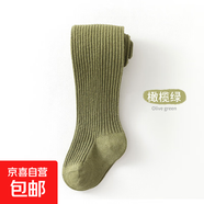 兒童連褲襪秋冬新款精梳棉透氣女童連褲襪 糖果色不掉檔一體褲 y6323820橄欖綠 1條 3-4歲 L（適合身高:80-90cm）