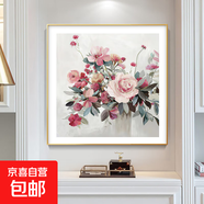 簡(jiǎn)美玄關(guān)裝飾畫(huà)客廳牡丹花卉墻壁畫(huà)北歐輕奢餐廳臥室簡(jiǎn)約床頭掛畫(huà) E 80x80cm布紋膜 鋁合金金框