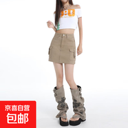 工裝短裙半身裙女2025新款高腰休閑顯瘦字包臀百搭防走光牛仔裙子 卡其色短裙 L