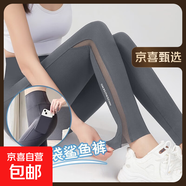 【超薄】鯊魚褲女裝2025新款高腰收腹褲提臀瑜伽芭比騎行打底褲 灰色 薄款 【9分側(cè)網(wǎng)紗帶口袋】 L 【101-115斤】