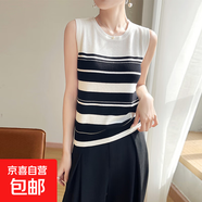 25年新款針織背心女拼色圓領(lǐng)吊帶內搭抽條顯瘦無(wú)袖上衣/SQ311-X 白色條紋 M 【85-100斤】