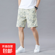 夏季新款迷彩純棉短褲男士潮牌高級(jí)感休閑工裝中褲寬松五分沙灘褲 531米黃色 3XL 【150-170斤左右】