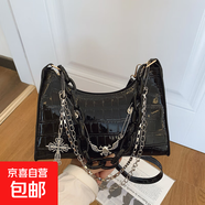 亞文化暗黑朋克腋下包十字架骷髏單肩包y2k辣妹鏈條鱷魚紋斜挎包 黑色骷髏款