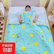 豆豆絨布兒童防踢被神器成人大碼中大童卡通幼兒秋冬加厚防蹬睡袋 小鴨踢球藍【保暖又透氣】 150*200cm單被套+厚被芯+薄被芯