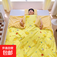 豆豆絨布兒童防踢被神器成人大碼中大童卡通幼兒秋冬加厚防蹬睡袋 小鴨踢球黃【保暖又透氣】 150*200cm單被套+厚被芯+薄被芯