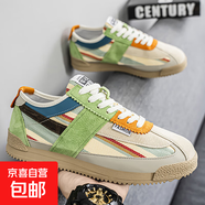 潮流德訓(xùn)休閑時(shí)尚男士戶外板鞋 綠桔 40