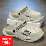秋季新款男鞋洞洞鞋防滑防臭厚底外穿透氣開(kāi)車(chē)拖鞋廚師鞋沙灘鞋 灰黑 42