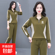 時(shí)尚休閑運動(dòng)服套裝女2025秋冬裝新款洋氣減齡立領(lǐng)顯瘦兩件套FS 99651橄欖綠 3XL