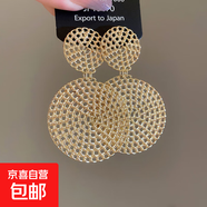 銀針歐美鏤空圓形吊墜耳環(huán)時尚宮廷風(fēng)耳釘個性小眾設(shè)計感耳飾批發(fā) 銀針-金色