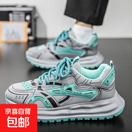 男鞋秋季網(wǎng)布阿甘鞋運(yùn)動(dòng)休閑鞋厚底百搭透氣學(xué)生鞋 R181灰綠 40