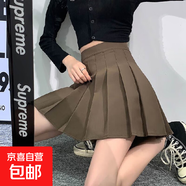 短裙子2025新款今年流行爆款半身裙女秋季a字梨型身材遮胯百褶裙 深卡其色 2XL