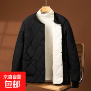 男士棉服加肥加大340斤立領(lǐng)加絨加厚棉衣外套冬短款保暖內穿棉襖 黑色 6XL 201-226斤