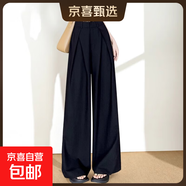 高個子加長蕾絲西裝闊腿褲女2025新款春季設(shè)計感寬松垂感休閑褲子 黑色常規(guī) 建議身高162-165選擇 L