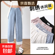 氣球燈籠休閑褲女九分褲女裝2025新款小個子哈倫褲 藍色 XL