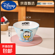 迪士尼米奇陶瓷斗笠碗釉下彩餐具高顏值特別好看的吃飯碗可愛(ài)飯碗 5英寸斗笠碗（樂(lè)悠唐老鴨）