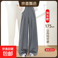 高個(gè)子加長(zhǎng)蕾絲西裝闊腿褲女2025新款春季設(shè)計(jì)感寬松垂感休閑褲子 灰色加長(zhǎng) 建議身高166-176選擇 2XL