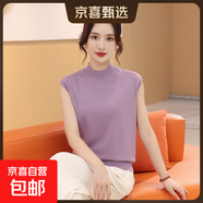 【大牌平替】新款可機(jī)洗羊毛衫女士毛衣女休閑馬卡龍半高領(lǐng)背心 中灰紫 2XL