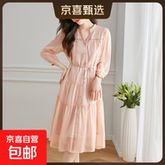 2025夏季女裝連衣裙100%桑蠶絲裙子媽媽裝公主裙 粉色 L
