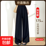 高個(gè)子加長(zhǎng)蕾絲西裝闊腿褲女2025新款春季設(shè)計(jì)感寬松垂感休閑褲子 黑色加長(zhǎng) 建議身高166-176選擇 L