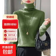 【安迪絨】針織衫女士高領(lǐng)針織衫秋冬保暖毛衣長(cháng)袖休閑打底衫外套 葉綠色 2XL 135-150斤