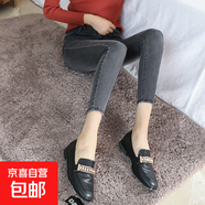 小個子牛仔褲女150黑色八分加絨彈力顯瘦大碼緊身九分小腳褲子 灰色/單款八分褲 25 一尺八