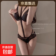法式純欲紫色掛脖蕾絲內(nèi)衣女性感小胸聚攏心機(jī)內(nèi)搭小吊帶文胸套裝 黑色【單件】 XL 【38/85AB】