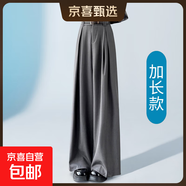 【高級垂感】女裝高個子黑色闊腿西裝褲花苞高腰拖地褲2025春夏 灰色（加長款） XL