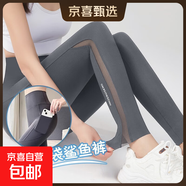 【超薄】鯊魚褲女裝2025新款高腰收腹褲提臀瑜伽芭比騎行打底褲 灰色 薄款 【9分側(cè)網(wǎng)紗帶口袋】 L 【101-115斤】