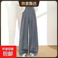 高個(gè)子加長(zhǎng)蕾絲西裝闊腿褲女2025新款春季設(shè)計(jì)感寬松垂感休閑褲子 灰色常規(guī) 建議身高162-165選擇 XL