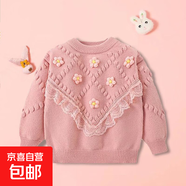 蕾絲邊女童針織衫洋氣2025秋冬加厚新款中大童毛線(xiàn)衣兒童毛衣 粉色【F410女童花邊菱形花】 130